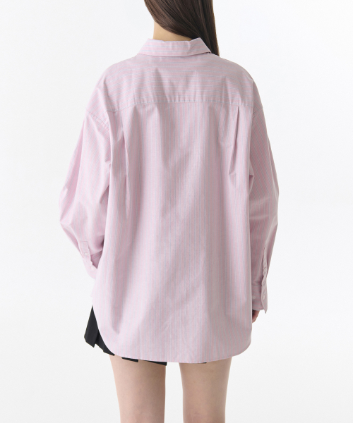 WOMENS MULTI STRIPE OVERSIZE OXFORD SHIRT [PINK]