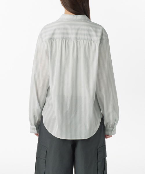Женская свободная рубашка в полоску [Light Grey]