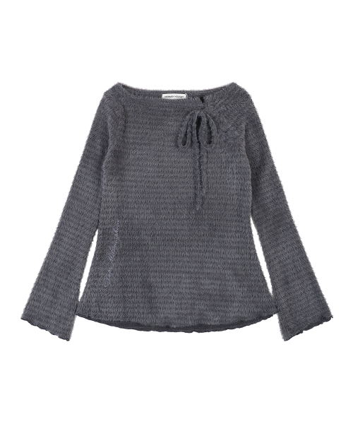 BOATNECK LACE-UP KNIT [CHARCOAL]