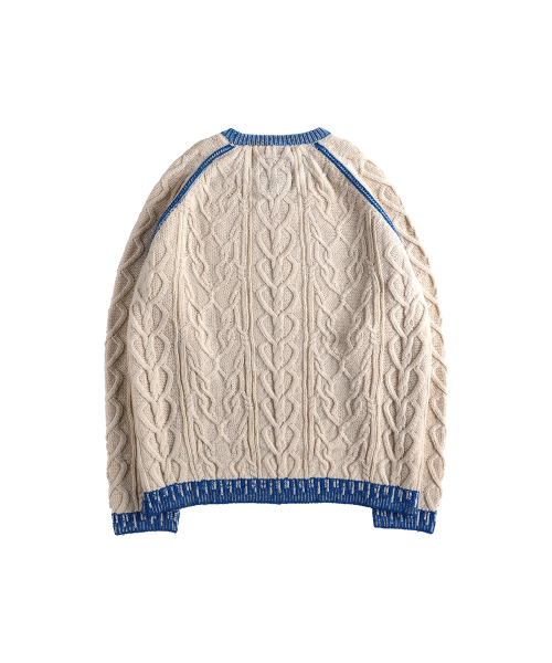 EMBROIDERY LOGO SWEATER IVORY/BLUE