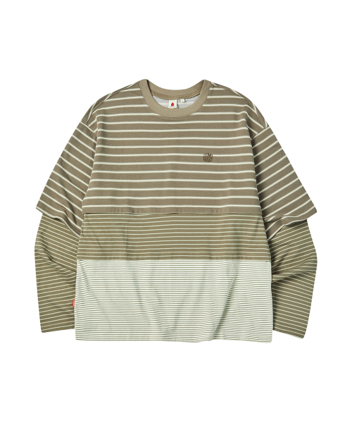 BLOCKED STRIPE T-SHIRT [BEIGE]