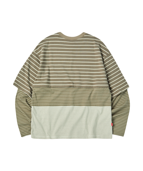 BLOCKED STRIPE T-SHIRT [BEIGE]
