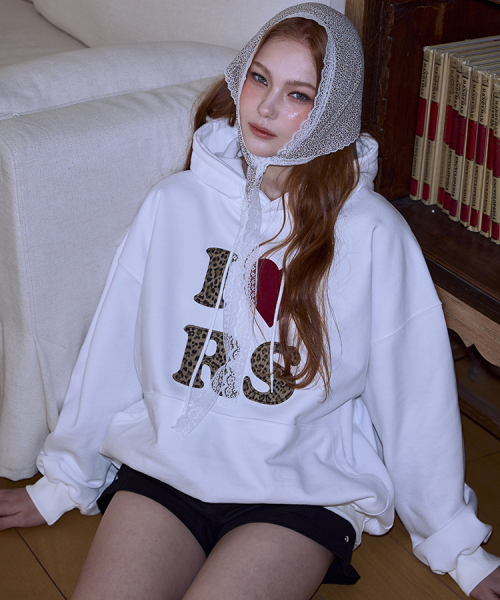 Leopard Heart Hoodie [Ivory]