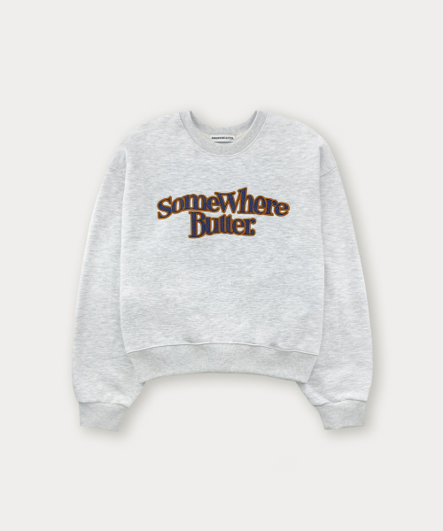 Denim Wave Logo Sweatshirt - White Melange