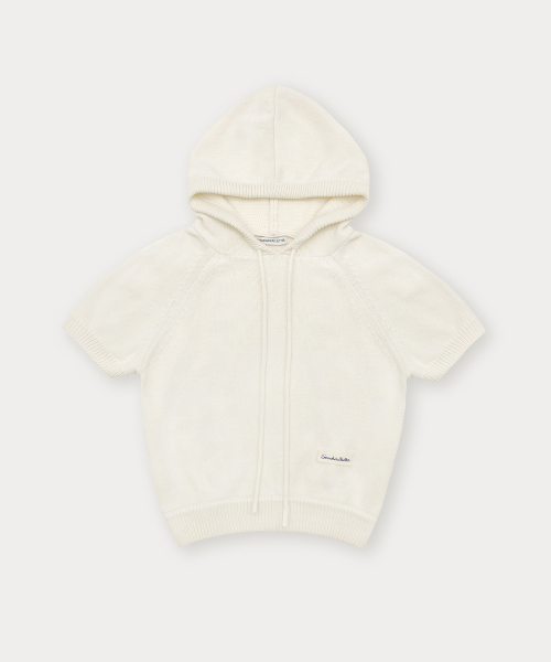 Hoodie Label Cotton Knit - Ivory