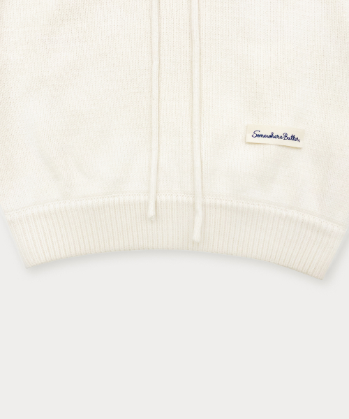 Hoodie Label Cotton Knit - Ivory
