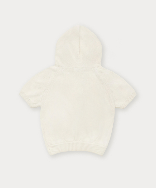 Hoodie Label Cotton Knit - Ivory