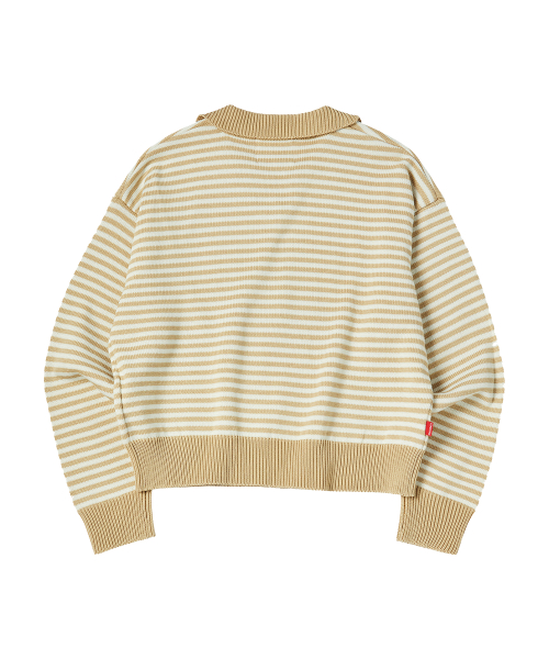 W STRIPE COLLAR KNIT [YELLOW]