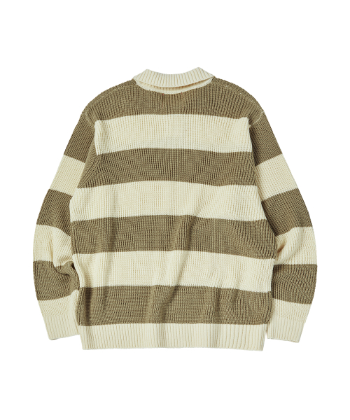 BOLD STRIPE COLLAR KNIT [IVORY]