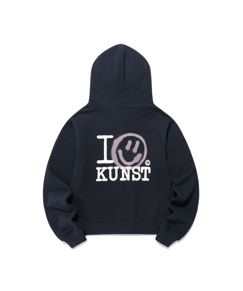 I SMILEY KUNST CROP HOOD ZIP UP_NAVY(IK2FSMM483A)