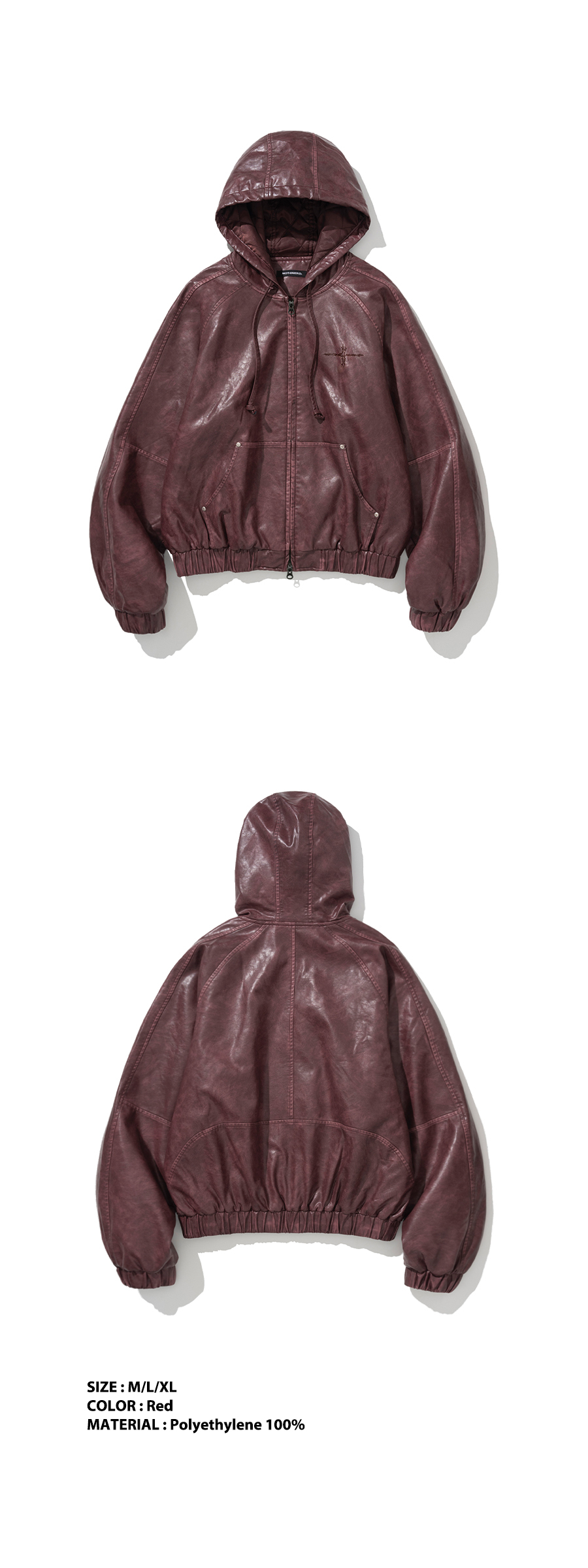 【NOT4NERD】 Crop Leather Vintage Hooded Jacket ★3色 NOT4NERD】 Crop Leather Vintage Hooded Jacket ☆3色