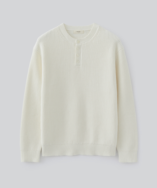 Heavy Cotton Henley-neck вязаный свитер (4 цвета)