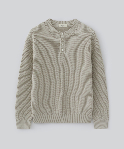 Heavy Cotton Henley-neck вязаный свитер (4 цвета)