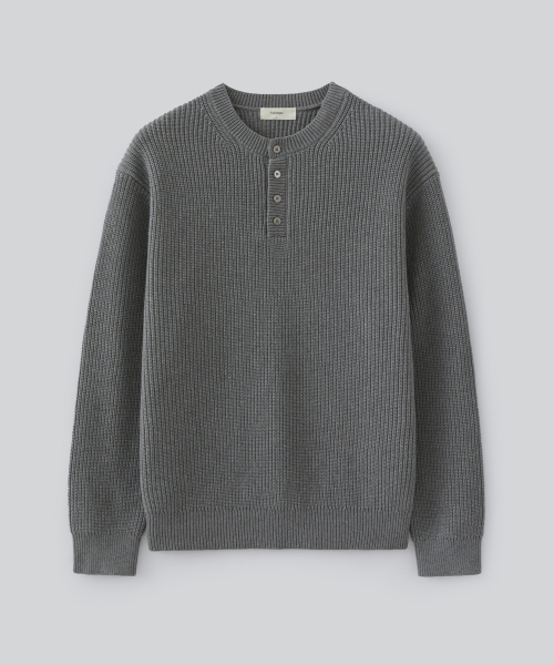 Heavy Cotton Henley-neck вязаный свитер (4 цвета)