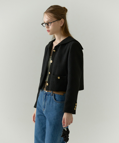 tweed cropped куртка black