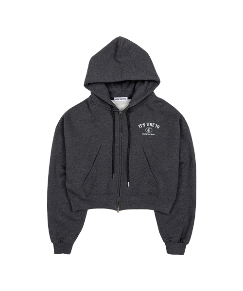 cropped hood zip-up 2color