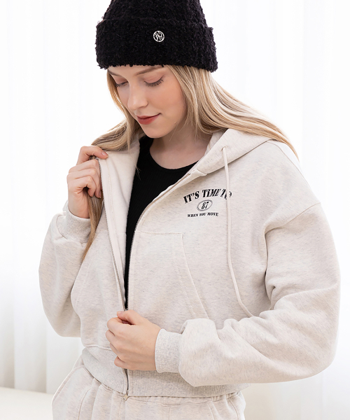 cropped hood zip-up 2color