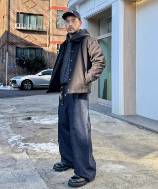 GCLIP ジークリップ ピンタックバルーンフィットワイドデニムパンツ (ダークブルー) 画像 9