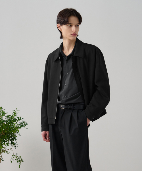 wool cropped blue куртка [BLACK]