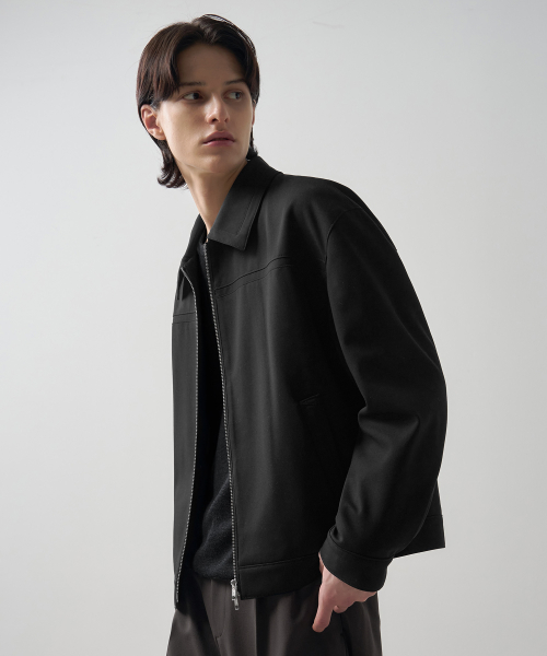 wool cropped blue куртка [BLACK]