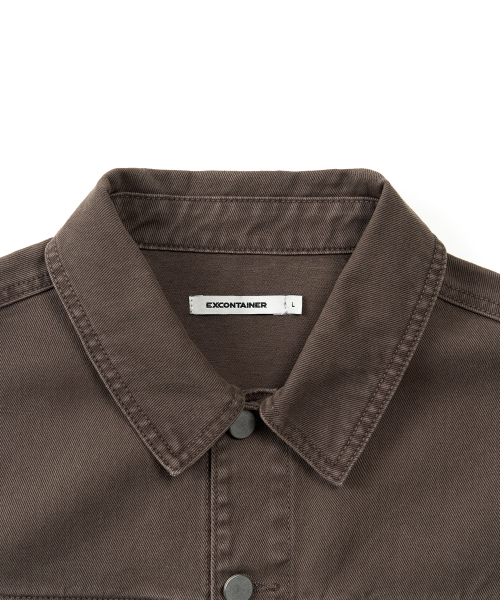 WASHED COTTON TRUCKER JACKET (WASHED BROWN)