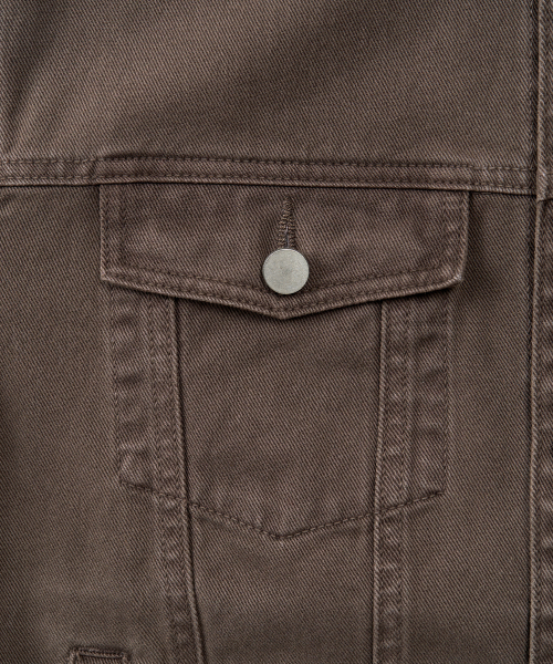 WASHED COTTON TRUCKER JACKET (WASHED BROWN)