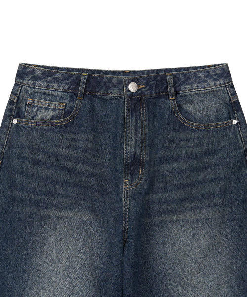 washed denim брюки (DEEP BLUE)