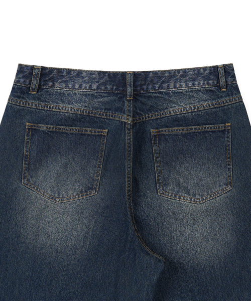 washed denim брюки (DEEP BLUE)