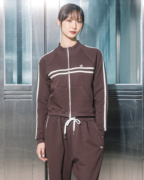 ROSE HALF NECK ZIP UP JACKET(BROWN)