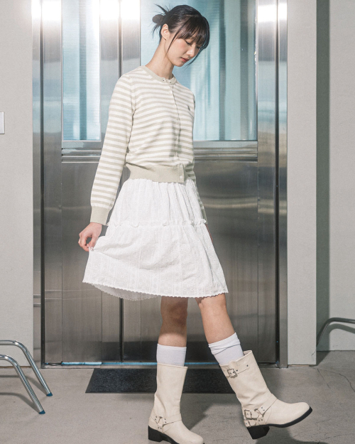 ROSE STRIPE CARDIGAN(LIGHT GREEN)