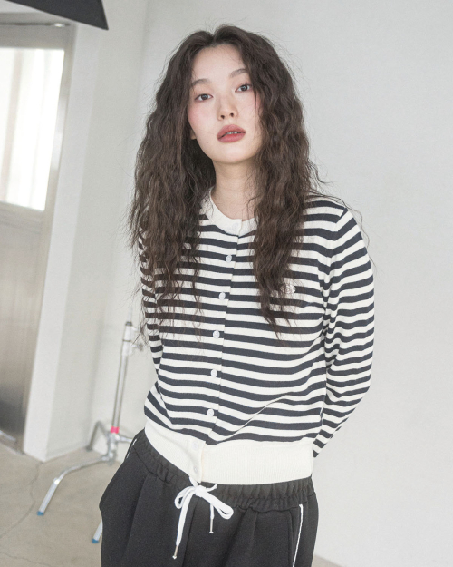 ROSE STRIPE CARDIGAN(IVORY)