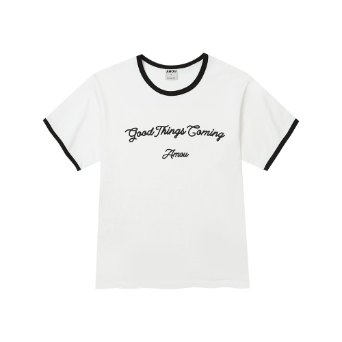 Good things coming arch logo ringer half T-shirts white