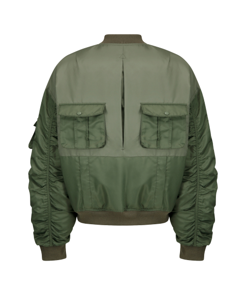 REVERSIBLE MA1 DOWN BOMBER_KHAKI&ORANGE