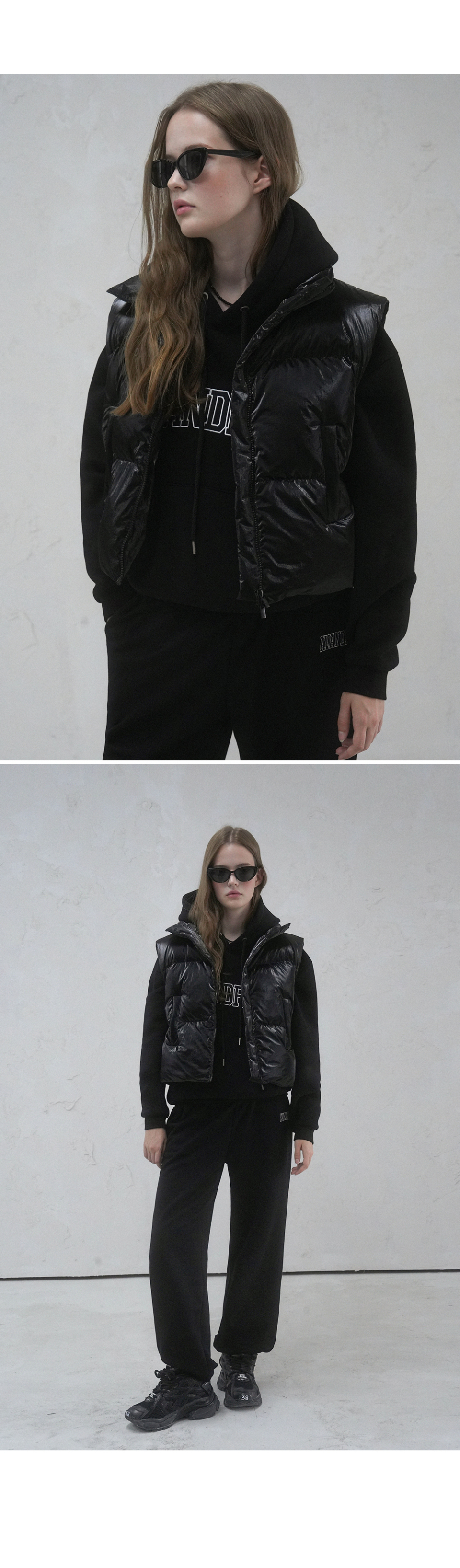 MUSINSA | AVANDRESS Siberia Duck Stella Crop Vest BLACK
