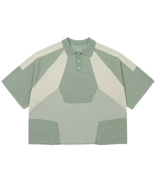 Paneled Two-Tone Polo Shirt [MINT]