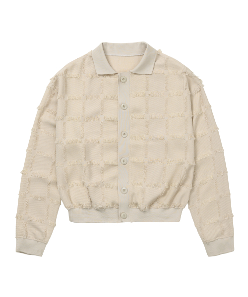 Fringe Check Cardigan [CREAM]