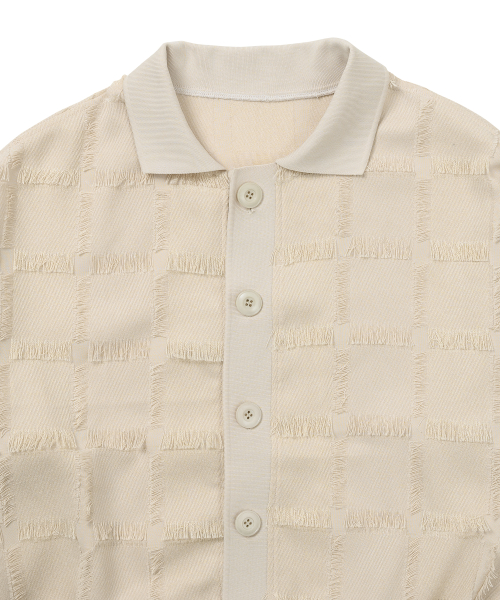 Fringe Check Cardigan [CREAM]