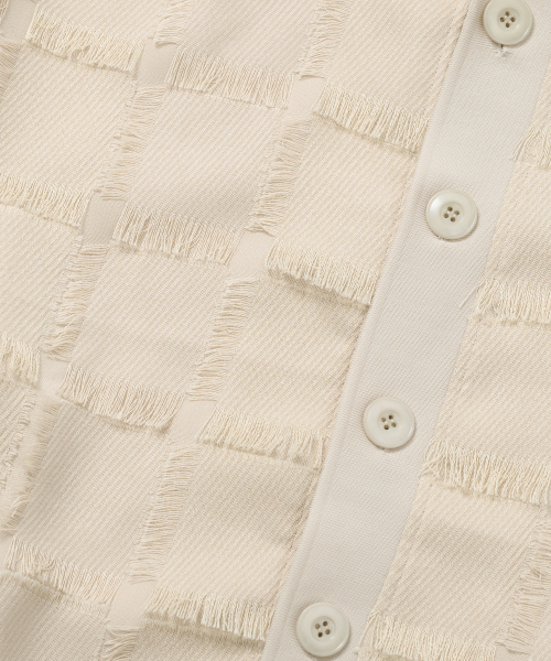 Fringe Check Cardigan [CREAM]