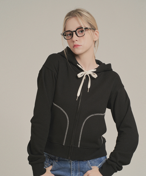 hood zip-up - black