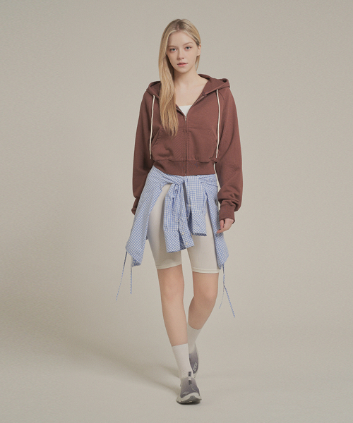 cropped zip-up - brown