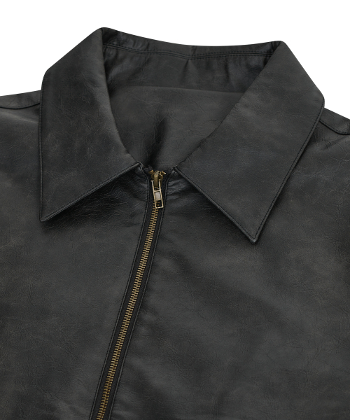 87-STAN176 pocket leather куртка black