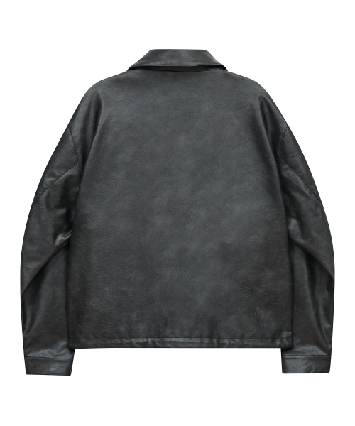 87-STAN176 pocket leather куртка black