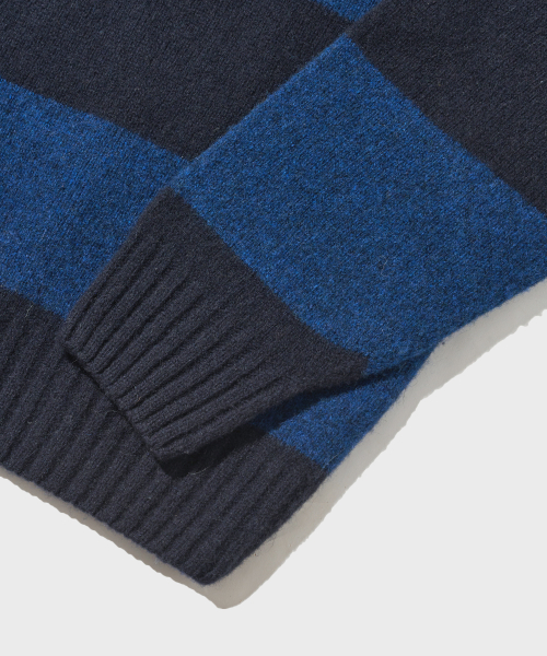 PURE WOOL WHOLEGARMENT STRIPE KNIT_BLUE/NAVY