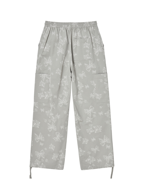 RIBBON COTTON PANTS LIGHT ASH