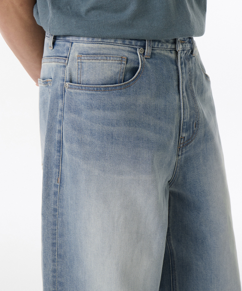 COOLTANDARD BIG BRUSH EXTRA WIDE DENIM PANTS [LIGHT INDIGO]