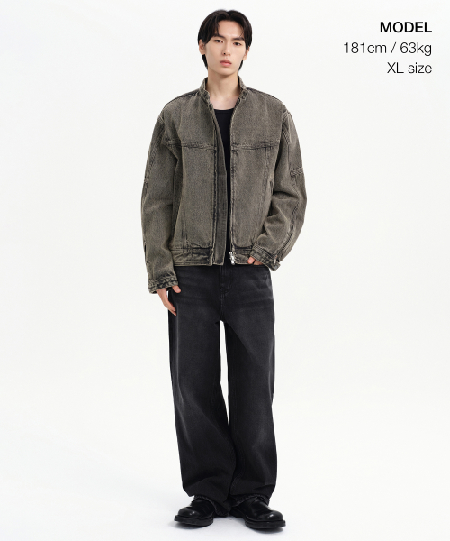 Stone Washed джинсы Racer куртка [WASHED BEIGE]