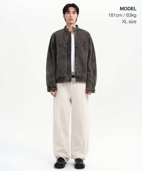 Stone Washed джинсы Racer куртка [WASHED GREY]