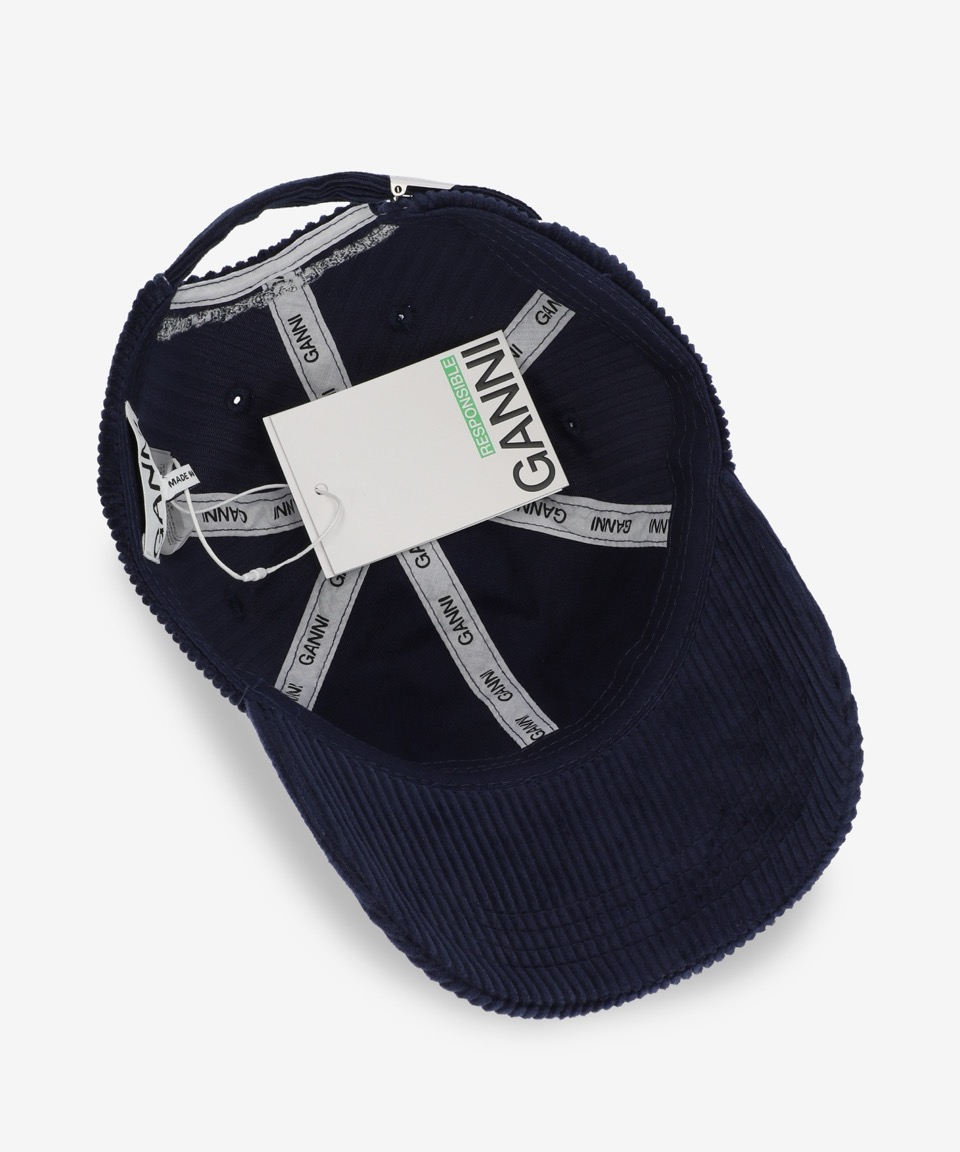 MUSINSA | GANNI Logo Corduroy Ball Cap - Dark Navy / A6472642
