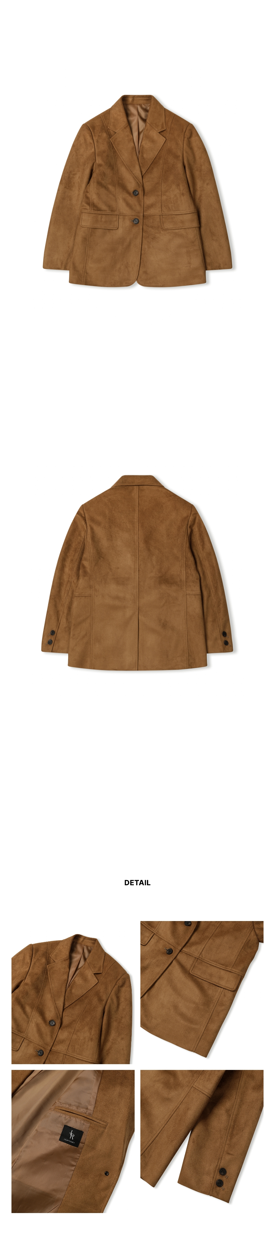MUSINSA | LEATHERY Divide Single Suede Blazer [CAMEL BROWN]