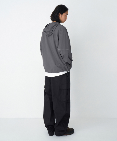 COTTON PARACHUTE BANDING CARGO PANTS [BLACK]